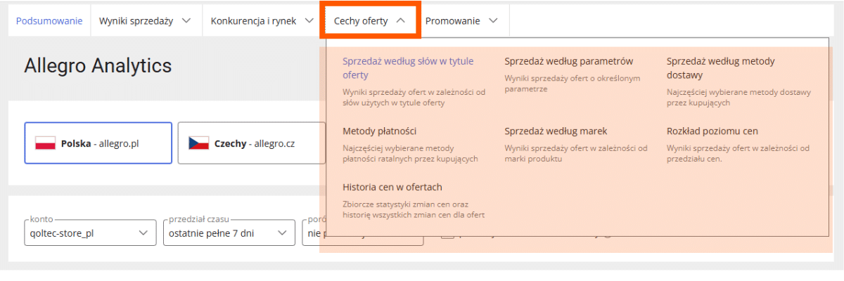 Cechy oferty Allegro