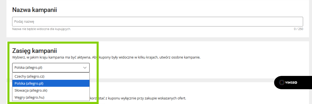 kampania kuponowa - wybór rynku