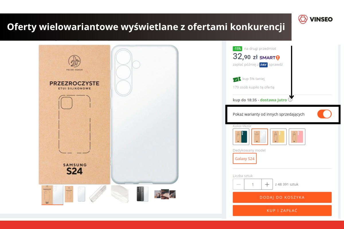 Oferty wielowariantowe wyświetlane z ofertami konkurencji