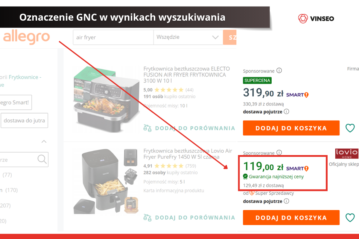 Oznaczenie GNC w wynikach wyszukiwania (1)
