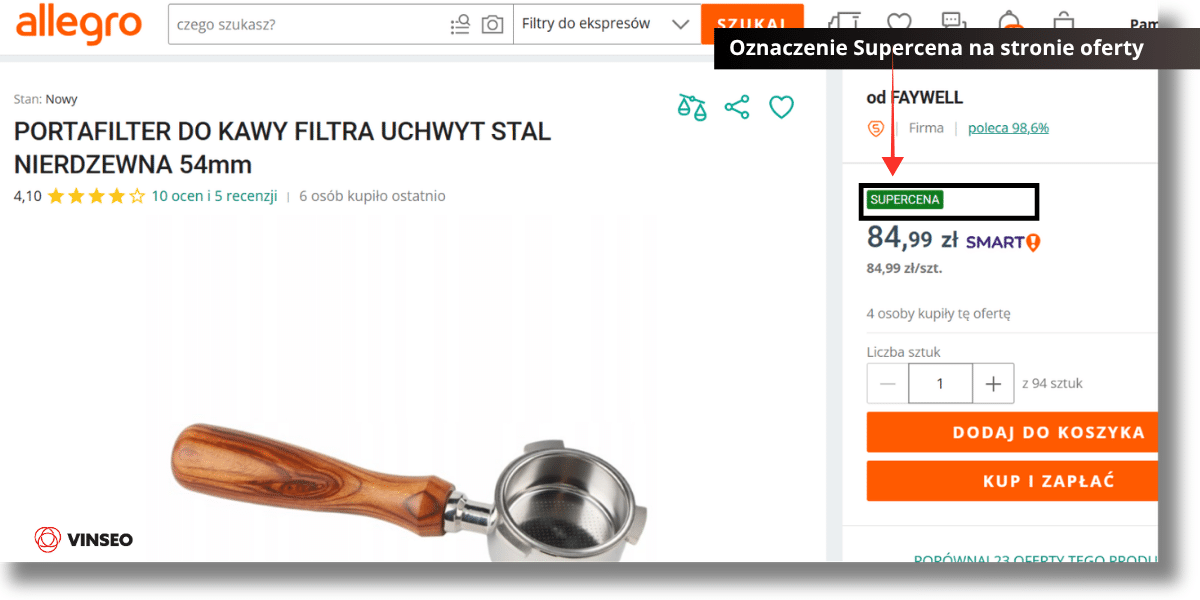 Oznaczenie Supercena na stronie oferty