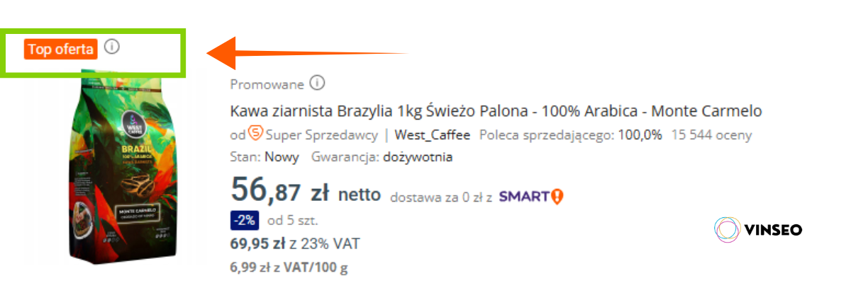 Oznaczenie top oferta Allegro