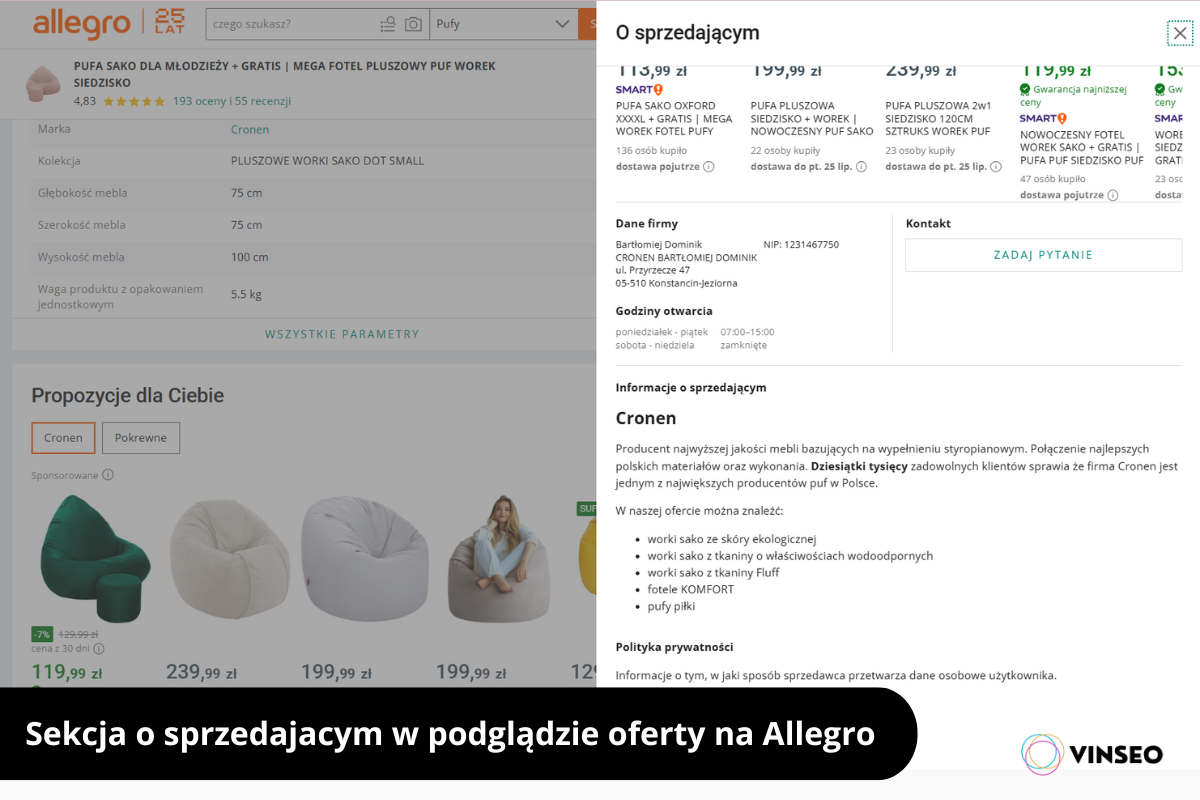  o sprzedającym Allegro
