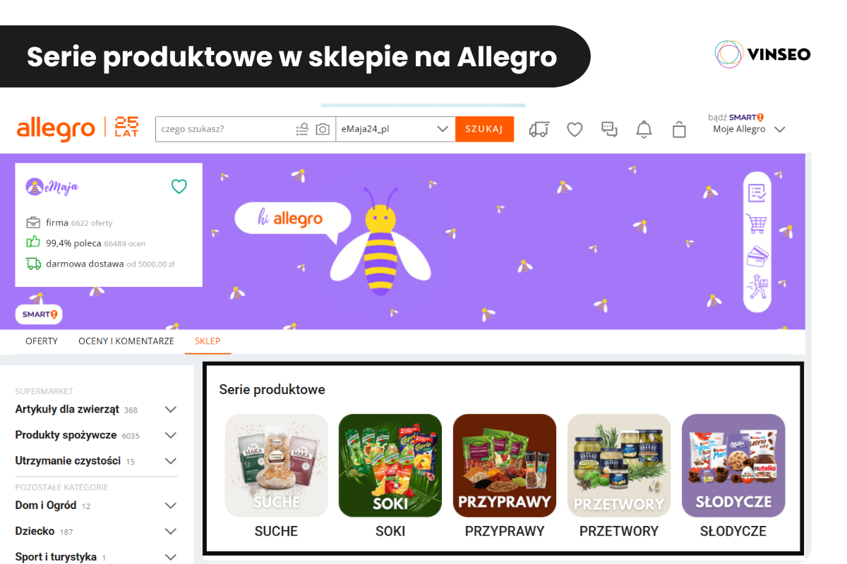 Serie produktowe w sklepie na Allegro