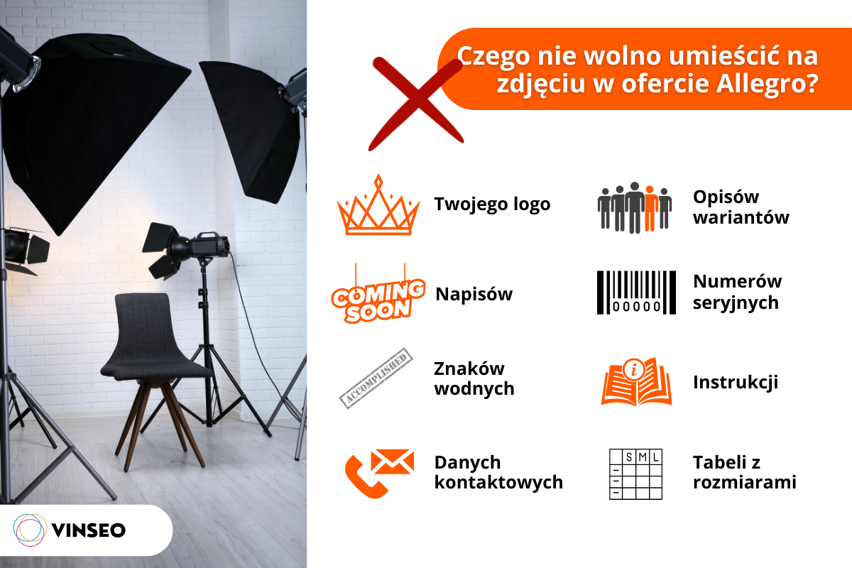 czego nie można umieścić na zdjęciach na Allegro?