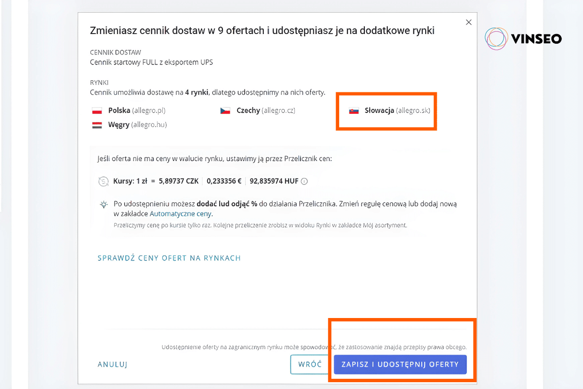 Udostępnienie ofert na Allegro na Słowacji