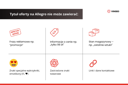 Tytuł oferty na Allegro nie może zawierać (1)