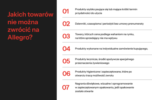 Zwrot towarów na Allegro - jakich towarów nie można zwrócić?