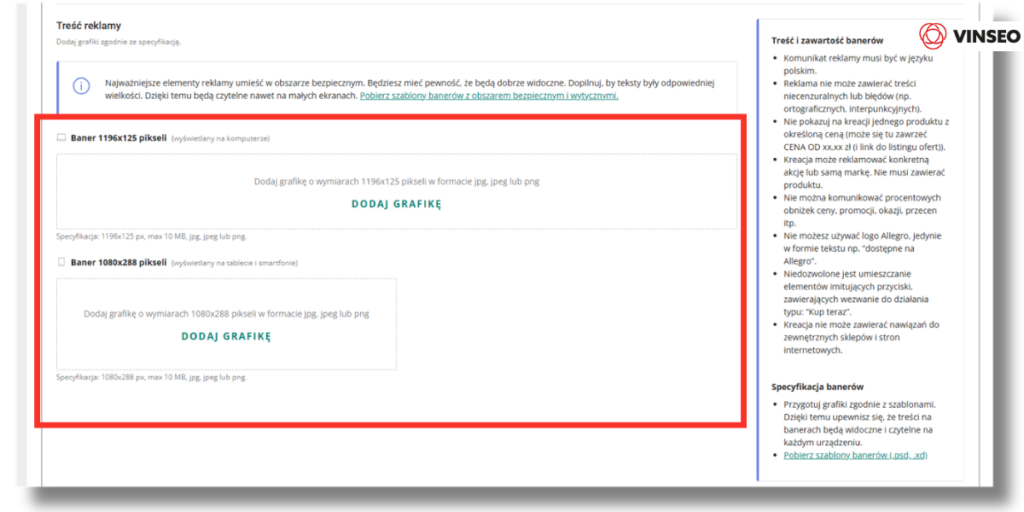 kampania reklamowa Allegro - dodawania banera reklamowego