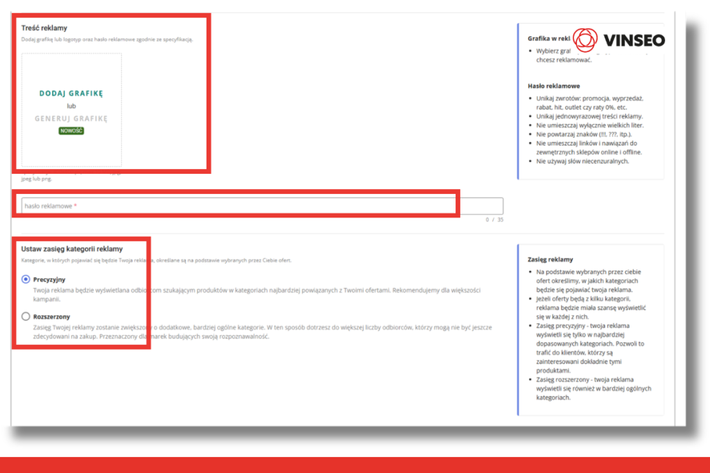 treść reklamy - reklama szablonowa