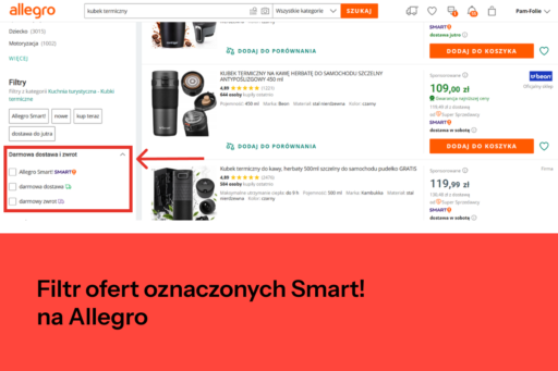 Filtr ofert oznaczonych Smart! na Allegro